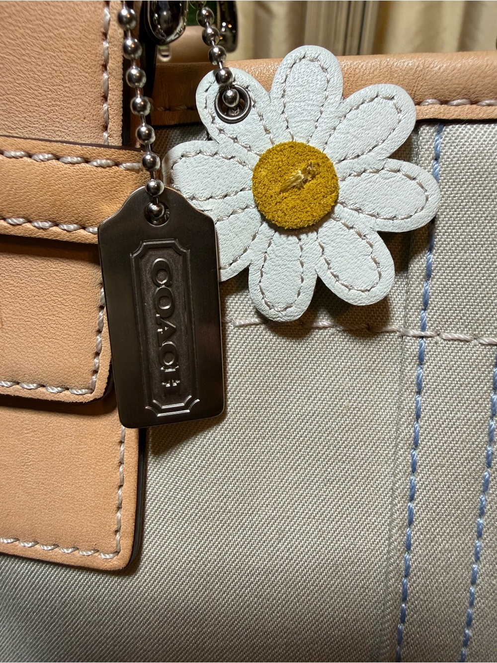 Coach Soho 2003 Daisy Tote 4428 Canvas Blue Trim Green Lining Y2K Rare Vintage - Picture 4 of 16